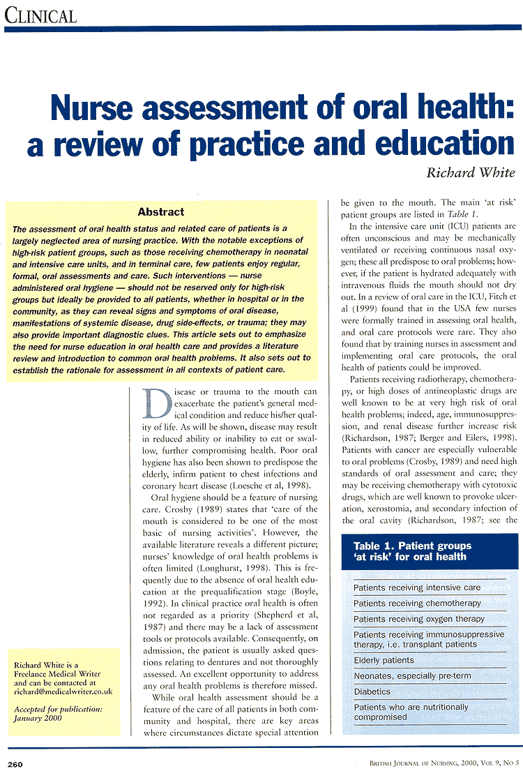 British Journal Of Nursing 2000 Vol 9 No 5